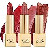 Oulac Metallic Red Lipstick Set 3PCS High Impact Lipcolor with Moisturizing Formula, Vegan Beauty, Full-Coverage Lip Color, Gift Lipstick for Women, 4.3g X 3PCS, 12+GM05+GM13