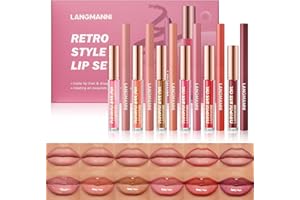 LANGMANNI 6 Matte Lip Liner With 6 Nourishing Lip Oil Lip Gloss Set, Long-Lasting Non-Stick Cup Waterproof Makeup Set, Beauty