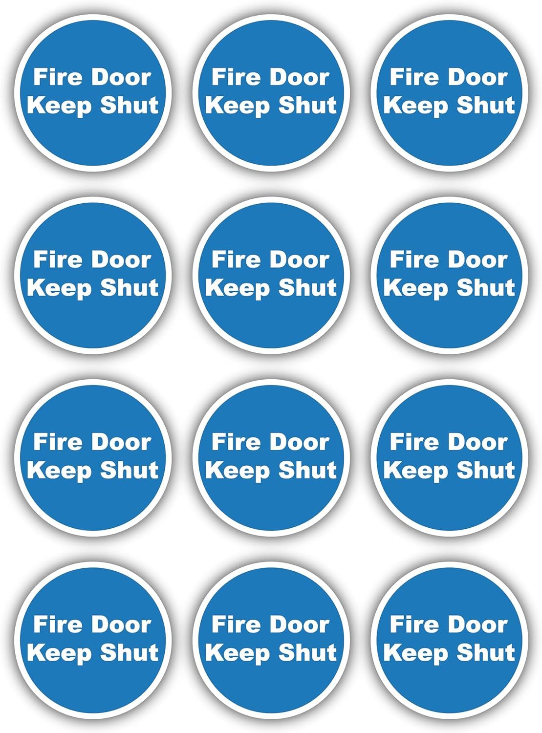 Stcky 12 x Fire Door Safety Signs [BS-5499 Compliant]- Fire Door Keep Shut Stickers Adherent Vinyl Stickers (80mm x 80mm)