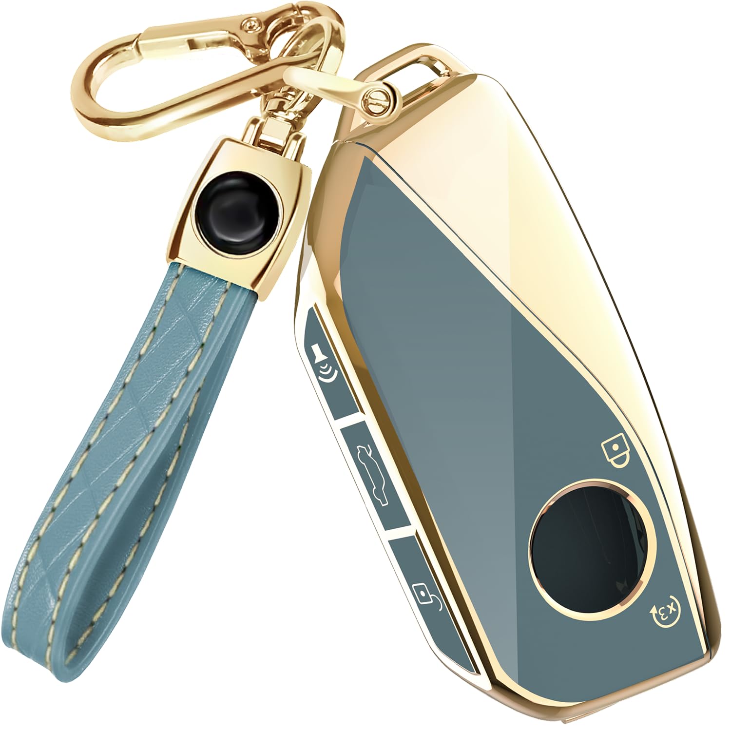 Photo 1 of **VIEW CLERK COMMENTS**Lucrum Compatible with BMW Keychain - TPU Keyfob Case for X1 X5 X6 X7 XM, 2 3 5 7 Series, i7 iX (2023-2025) - Blue and Gold