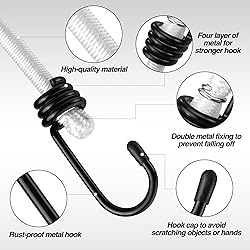 WORKPRO 24 Inch Bungee Cord with Hooks, 4 Pack