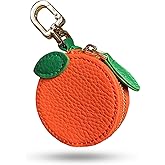 Tusztus 2.36 x 2.36 Inch Orange Fruit Bag Charm Cute Mini Coin Purse Keychain,Mini Leather Coin Pouch Change Purse for Backpack Decoration,Coin Orange Wallet Gifts for Girl Women