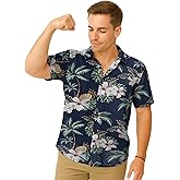 Weecreeture Floral Hawaiian Shirt for Men Summer Button Up Shirt Short Sleeve Mens Beach Tropical Casual Aloha Shirt