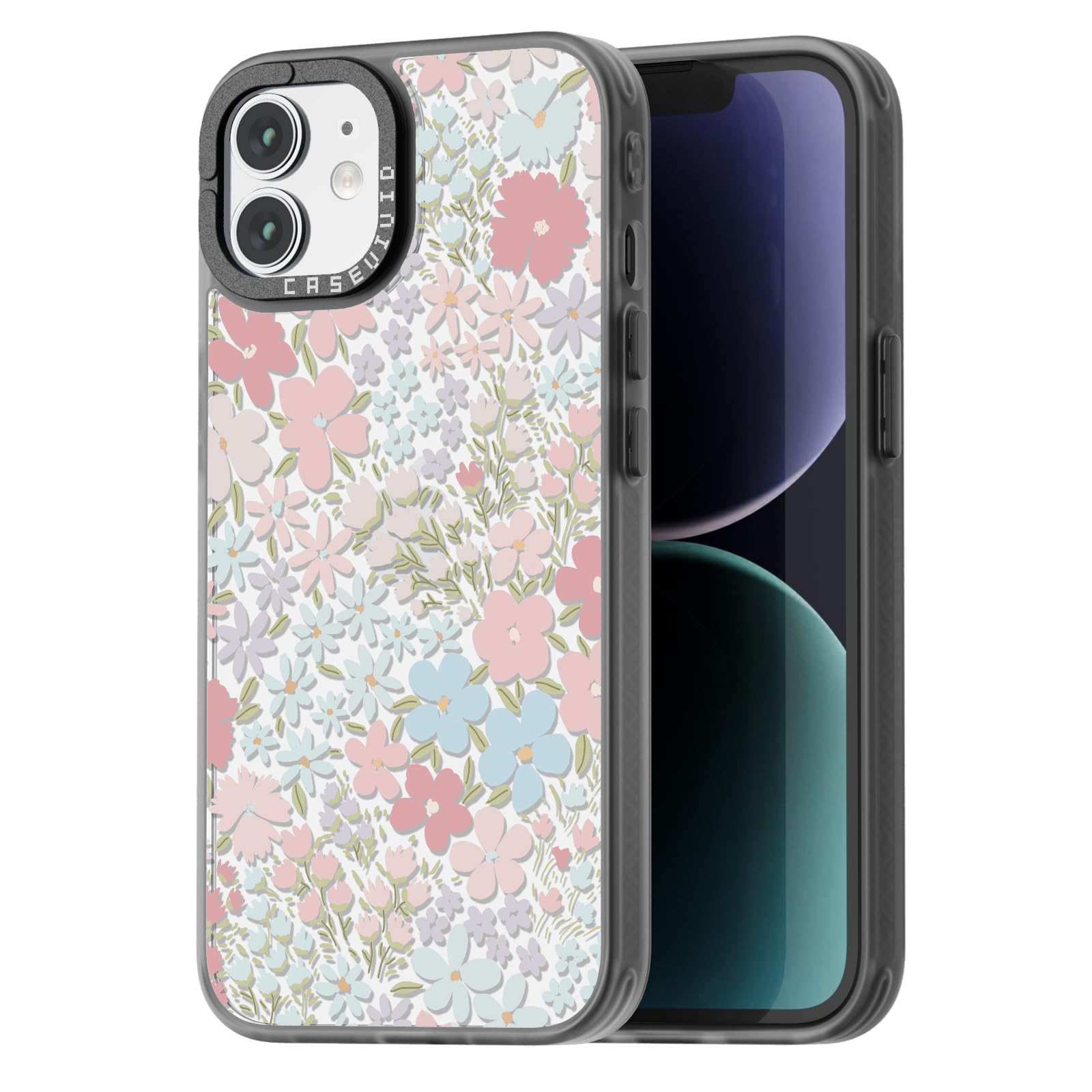 Photo 1 of casevivid Compatible for iPhone 11 Case Cute Aesthetic - Durable Fashion Funny Phone Case - Girly Pink Spring Pattern Print Cover Design for iPhone 11 6.1" Black