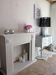 Elegante Kaminumrandung Kaminumbau Kaminkonsole MDF Weiß geeignet für