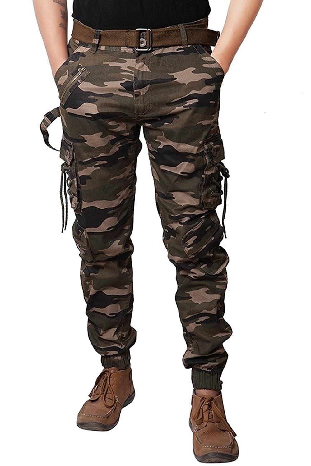 mens army print camouflage combat dori style relaxed fit cotton cargo jogger jeans pants by bhagwati store