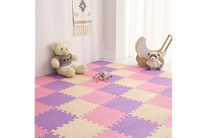 Tamiplay 18 Tiles Foam Play Mat for Baby, 0.4 Inch Thick Foam Interlocking Floor Mats, Soft Non-Toxic Baby Play Mat, Solid Co