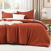 Litanika Comforter King Size Bed Set Burnt Orange, 3 Pieces Terracotta Boho Lightweight Fluffy Solid Bedding Comforter Set, Rust All Season (104x90In Comforter & 2 Pillowcases)