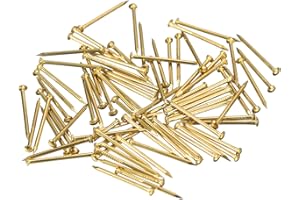 uxcell 70Pcs Small Tiny Nails 1.2x20mm(DXL) Tiny Brass Nails Hardware Round Head Brass Nail for Wooden DIY Projects Decorativ