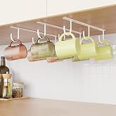 3 Pack Mug Hooks Under Cabinet with 9 Hooks for Displaying Mugs, White | Coffee Mug Holder for Hanging Under Shelf, Cup Hanger, Coffee Cups and Kitchen Utensils