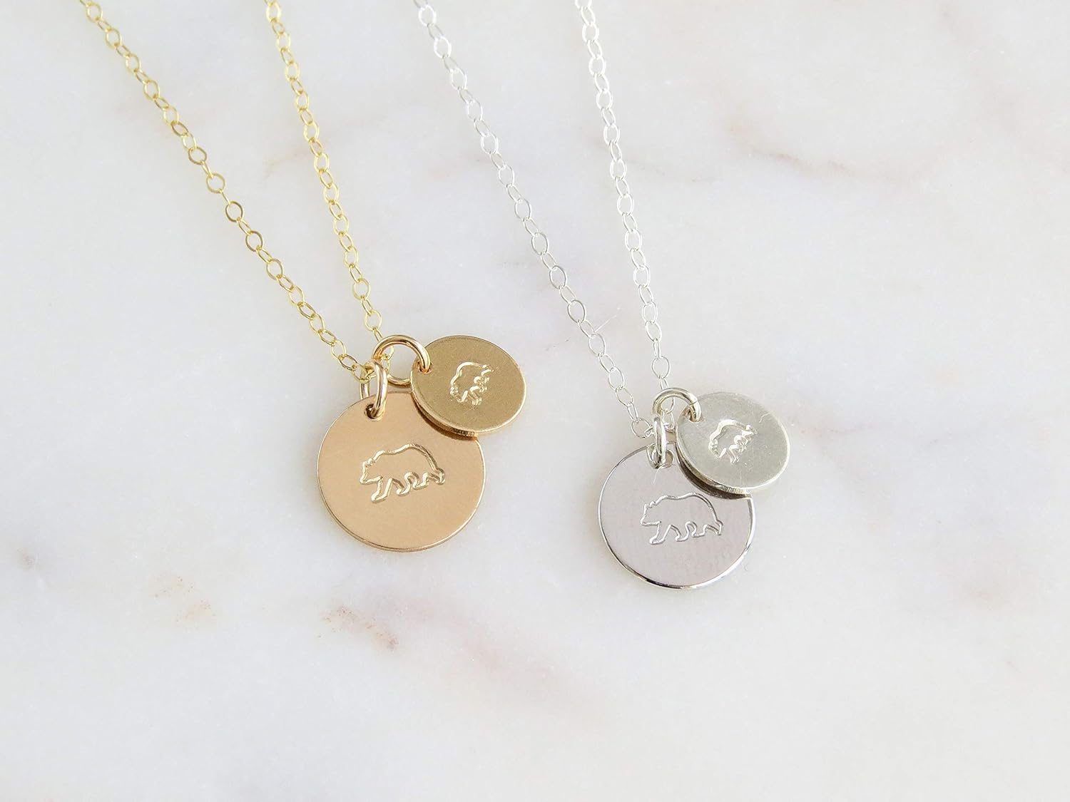 Mama Bear and Baby Bear Necklace, Gold Silver or RoseGold