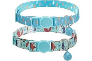 Lucarni Cat Collar,2 Pack cat Collar with Bells,cat Collar Breakaway，Adjustable Kitten Collar for boy Girl Cats(7-12 inch),Perfect Pet Supplies,Accessories (Sky Blue)