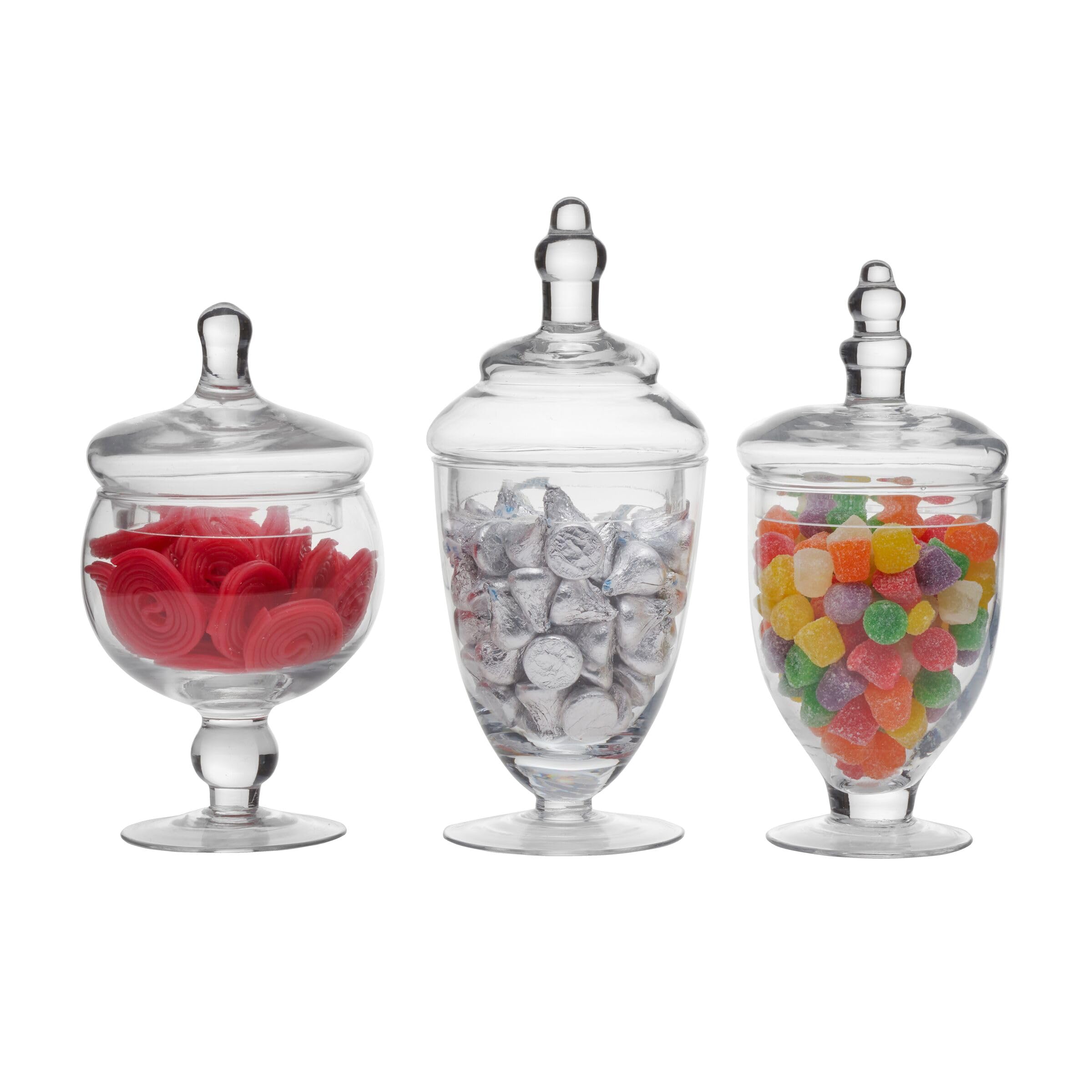 Photo 1 of Elements Glass Apothecary Jars, Set of 3 Clear Decorative Jars for Wedding Decor, Candy Buffet, Bathroom Storage, and Table Centerpieces
