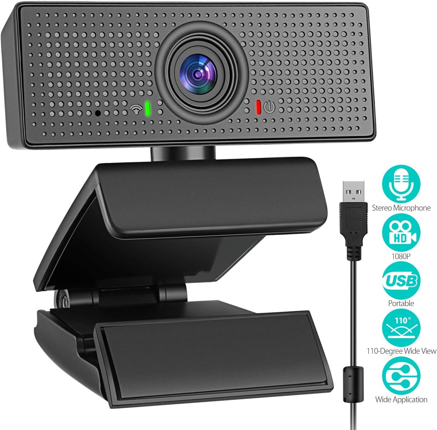 cam with Microphone, Plug and Play 1080P HD Widescreen