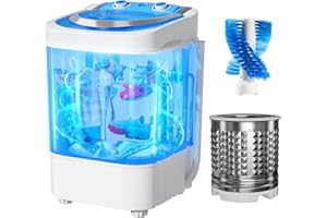 Pataku Portable Washing Machine, 16.7lbs Washer and Dryer with Shoe Brush 3 In 1, Single Tub Shoes Wash Machine and Spin Basket, Suitable for Dorms, Laundry, Apartments, Condos, RV