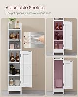 VASAGLE Slim Bathroom Floor Cabinet with Door Cloud White BBC311W01 view 4