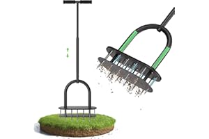 seasky Lawn Aerator Spike Metal Manual Dethatching Lawn Aerator Tool with 15 Iron Spikes Spring-Loaded Design Grass Aerator Tools for Yard, Patio, Garden Tool (15 Nails)