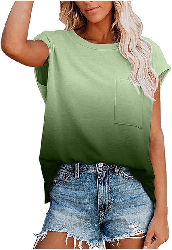 Women's Short Sleeve Sweatshirt Colorblock Tie Dye Tunic