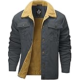 Flygo Men's Winter Jackets Sherpa Lined Fleece Trucker Jacket Thick Warm Lapel Work Cargo Coat Outerwear