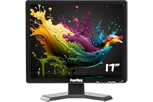 Suprlipy 17 Inch TFT LCD Security CCTV Monitor 1280x1024 4:3 Resolution Color Display Screen with HDMI/VGA/AV/BNC/MIC USB Earphone Input Built-in Dual Speakers for Home Security Monitor Gaming