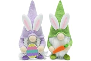 Attiigny 2pcs Easter Bunny Gnomes Plush Gifts,Lovely Tray Party Table Decor Scandinavian Elf Tomte Doll,Spring Holiday Ornament Small Santa Dwarf Couple Gnomes for Home