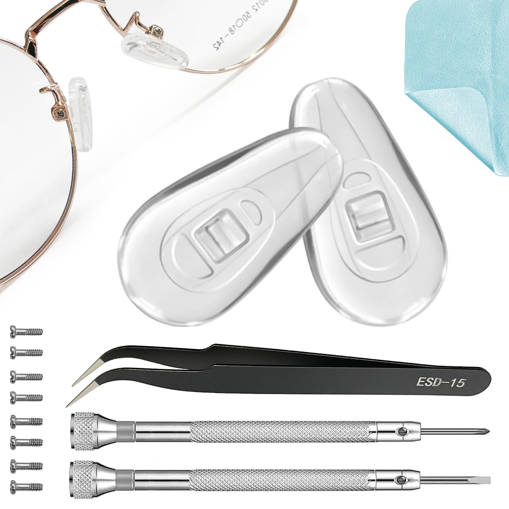 Photo 1 of PFDHQS 5-Pairs Silicone Eyeglass Nose Pads, Pressure-Reducing Air Chamber Design | Screw-in Style Glasses Nose Pads Replacement Kit, Anti-Slip & Easy Install, Fit for Most Eyeglasses & Sunglasses