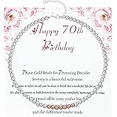 HXOGD 50th 60th 70th Birthday Gifts for Women, Adjustable 4mm Silver Bead Bracelet, Birthday Bracelet for Women Friend Sister Mom Grandma Unique Best Birthday Presents Gifts Ideas