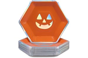 MATICAN Party Paper Plates, 50-Pack Halloween Pumpkin Disposable Plates, 8 Inches, Halloween Party Supplies