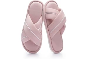 NineCiFun Women's Cross Band Open Toe Slippers with Memory Foam, Comfort Cotton Slipper Indoor Outdoor, Non-Slip Cozy House S