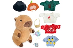TITQWOP 10Pcs Capybara Plush Toy Capybara Plush with 9 Clothes and Accessories Super Soft Capybara Stuffed Animal for Kids Girls Boys 10.2inch
