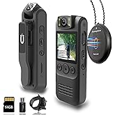 Body Camera with Audio and Video Recording, 1080P HD 64GB Storage, Magnetic Lanyard, 180° Rotating Lens, 1.4" Display Portable Wearable Cam for Law Enforcement, Outdoor Activities, Riding, Hiking