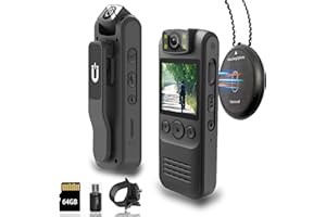 EASTFATKUN Body Camera with Audio and Video Recording, 1080P HD 64GB Storage, Magnetic Lanyard, 180° Rotating Lens, 1.4" Display Portable Wearable Cam for Law Enforcement, Outdoor Activities, Riding, Hiking