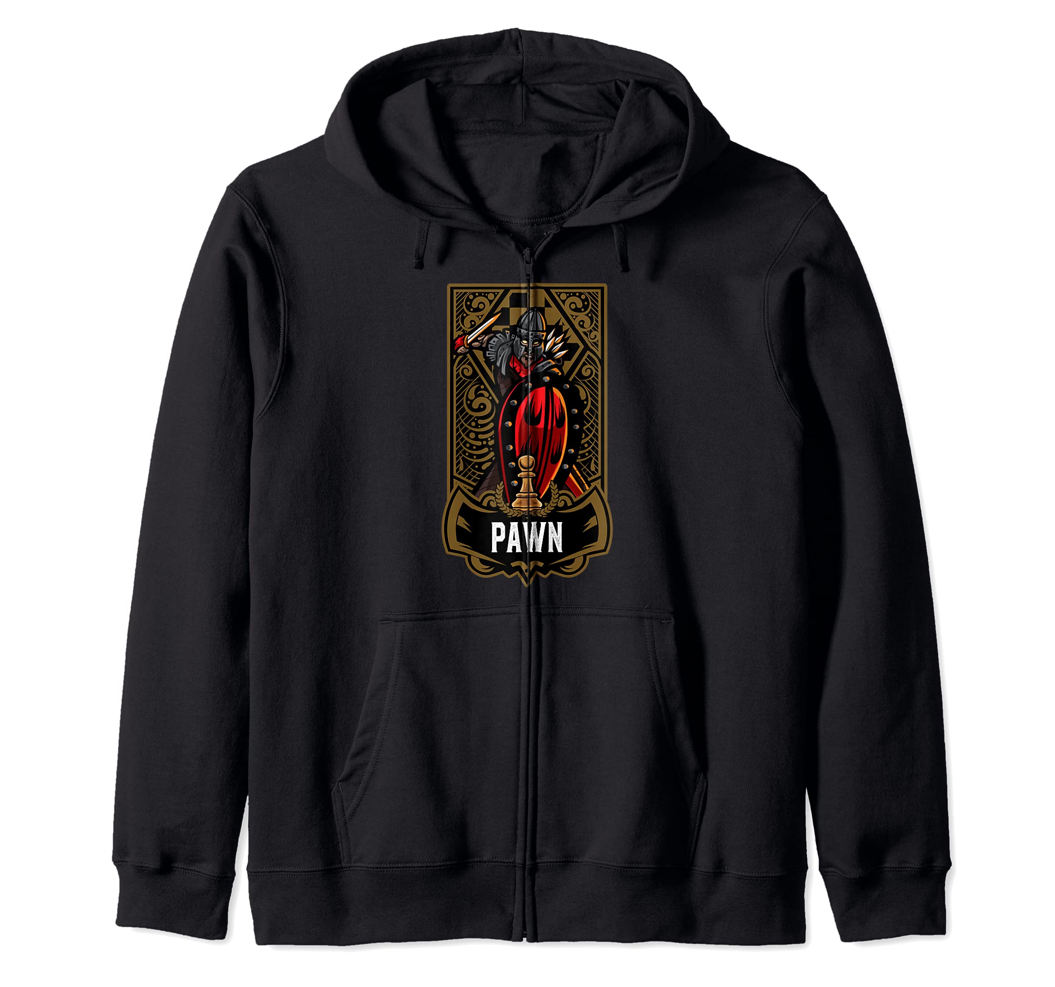 Pawn Chess Game Piece Chess Club Players Gambit Red Team Zip Hoodie