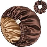 YANIBEST Adjustable Satin Bonnet to Reduce Frizz, Silk Feeling Hair Wrap | Double Layer, Reversible Bonnet, Natural Curly Coily, Maintain Moisture, Soft Adjustable Elastic Band Sleep Cap