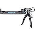 SolidWork Caulk Gun for Professional & Drip-Free Use with Ergonomic Steel Handle, up to 1/10 Gallon Cartridge, Adjustable 24:1 Thrust Ratio 1/10 Gallon Cartridge | Black Caulking Gun