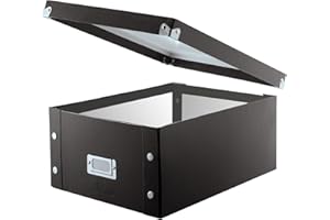 Snap-N-Store CD Storage Box - Pack of 1/2 - Durable Disc Holder with Lid to Store for Discs (1 Pack - Doublewide CD, Black)