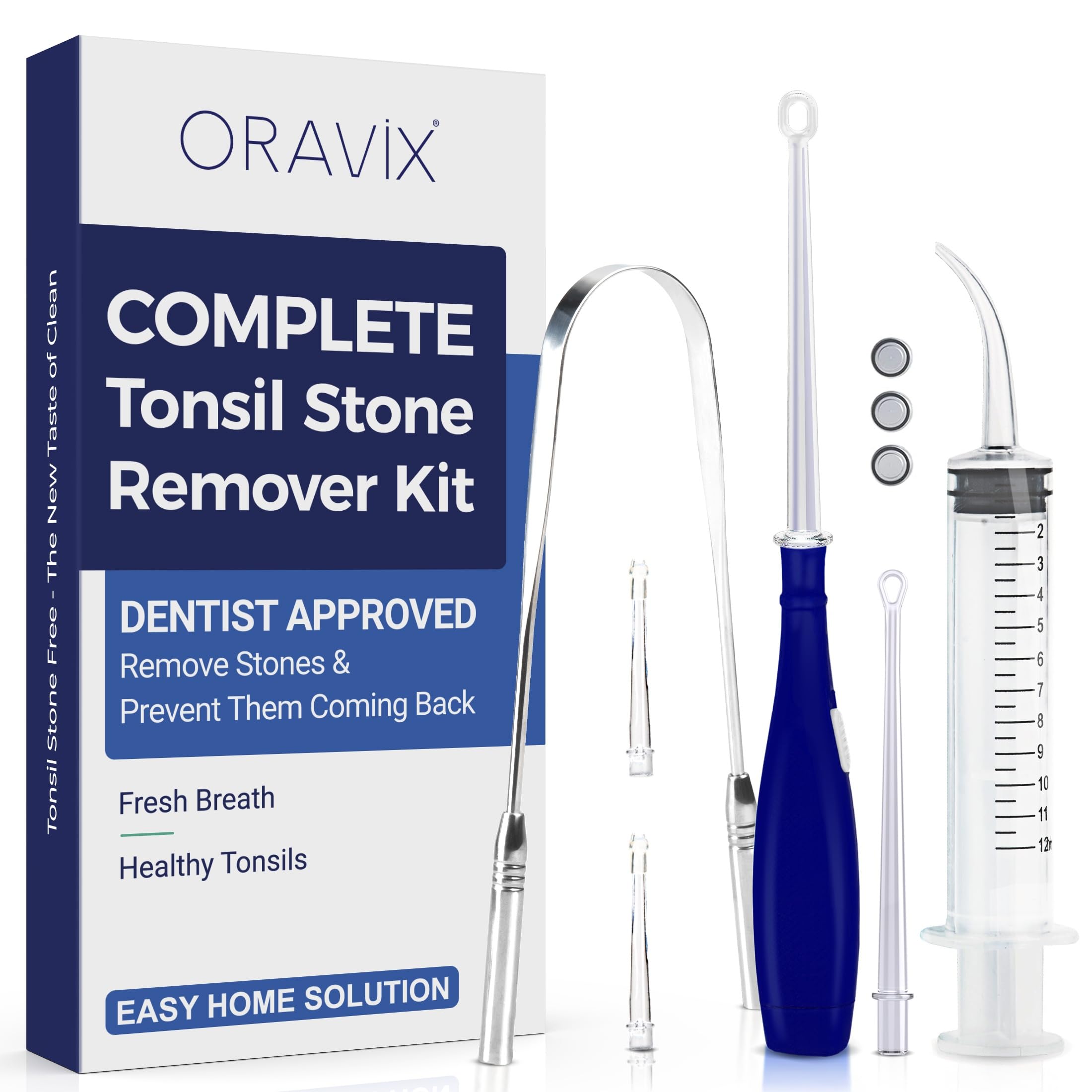 Photo 1 of ORAVIX Tonsil Stone Remover - Tonsil Stone Removal Kit - Tonsillolith Remover Tool - Tonsil Cleaner - Fight Bad Breath - Tonsil Stone Removal Tool - Oral Irrigator - Tongue Scraper - 7 Pieces