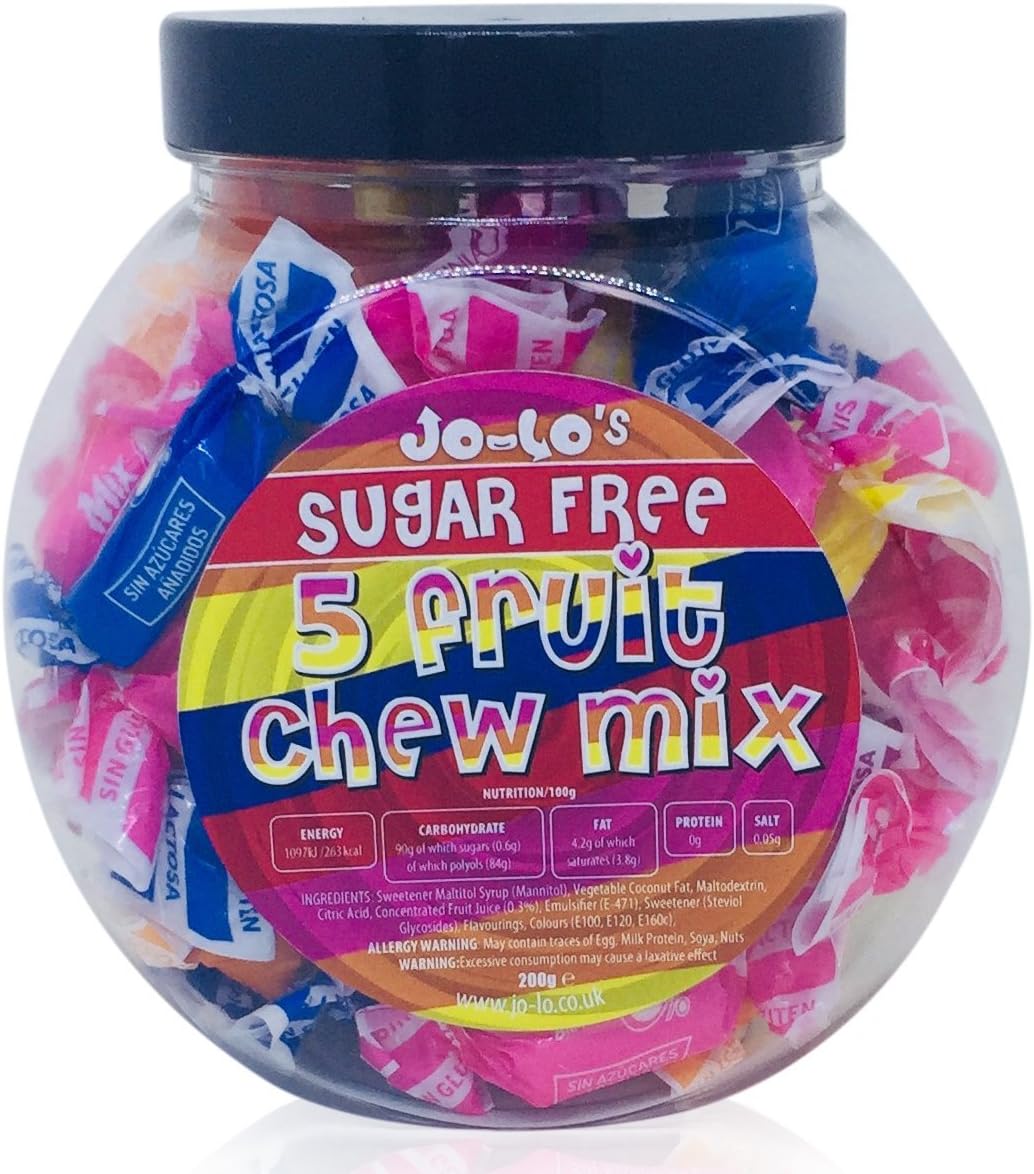 Jo Lo Carblife Sugar Free 5 Fruit Chew Mix Sweets 200g Jar Amazon Co Uk Grocery