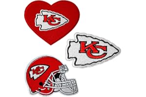 ELEFOCUS KC Rugby Team Logo Embroidery Patch, Helmet and Heart Logo Iron-on Patch for Jacket Backpack Jeans Jacket-3 Pcs