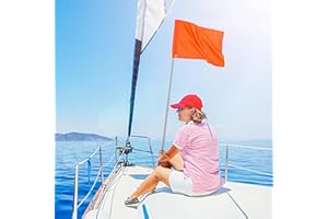 BIGMETA Handheld Orange Boat Flag with 47" Adjustable Pole - 12"x18" Water Ski Flag, Boat Safety Accessories for Watersports Wakeboarding Tubing