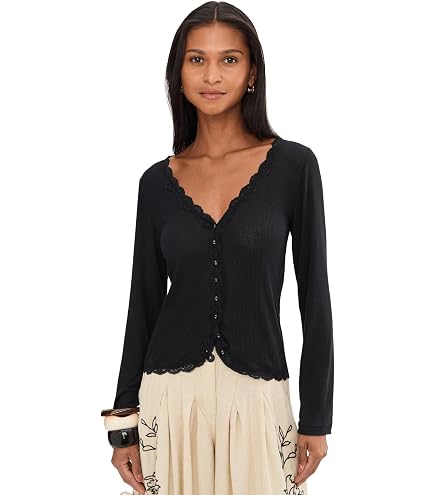 Free People Womens Tilly Long Sleeve Cardi Black XS (Women's 0-2