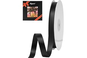 LIUYAXI Black Double Face Satin Ribbon 3/8" X 50 Yards, Ribbons Perfect for Crafts, Gift Wrapping, Bow Making and More