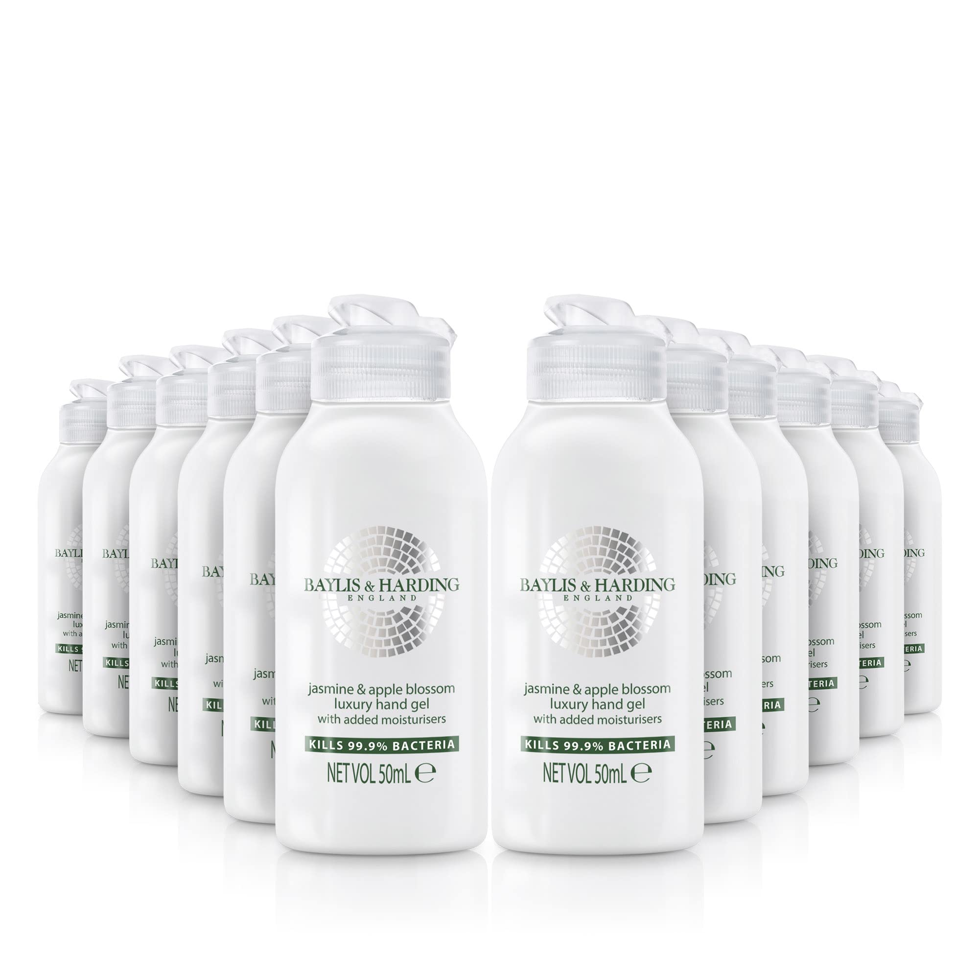 Baylis & Harding Jasmine and Apple Blossom Anti Bacterial Hand Sanitiser Gel, 50 ml, (Pack of 12) - Vegan Friendly