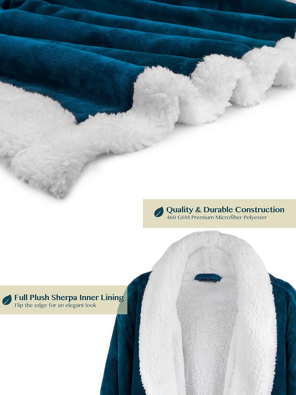 Men’s Plush Fleece Sherpa Robe | Soft, Warm, Microfiber Spa Bathrobe for Men Sherpa Sea Blue at  Men’s Clothing store