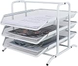 EasyPAG 3 Tier A4 Mesh In Tray Desk Tidy File Holder White view 2