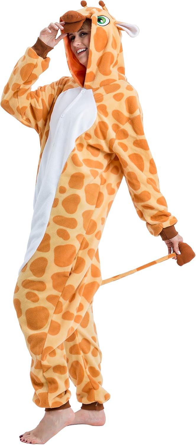 Spooktacular Creations Unisex Adult Giraffe jumpsuit jumpsuit Plush Giraffe Costume with Hat and Tail for Dress Up Party Role Playing Themed Parties Halloween Costume (M) - Image 5