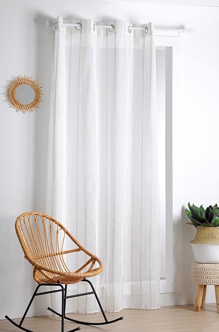 Lovely Casa Cevapcici Presse Voile, Polyester, Weiß, 140 x 260 cm