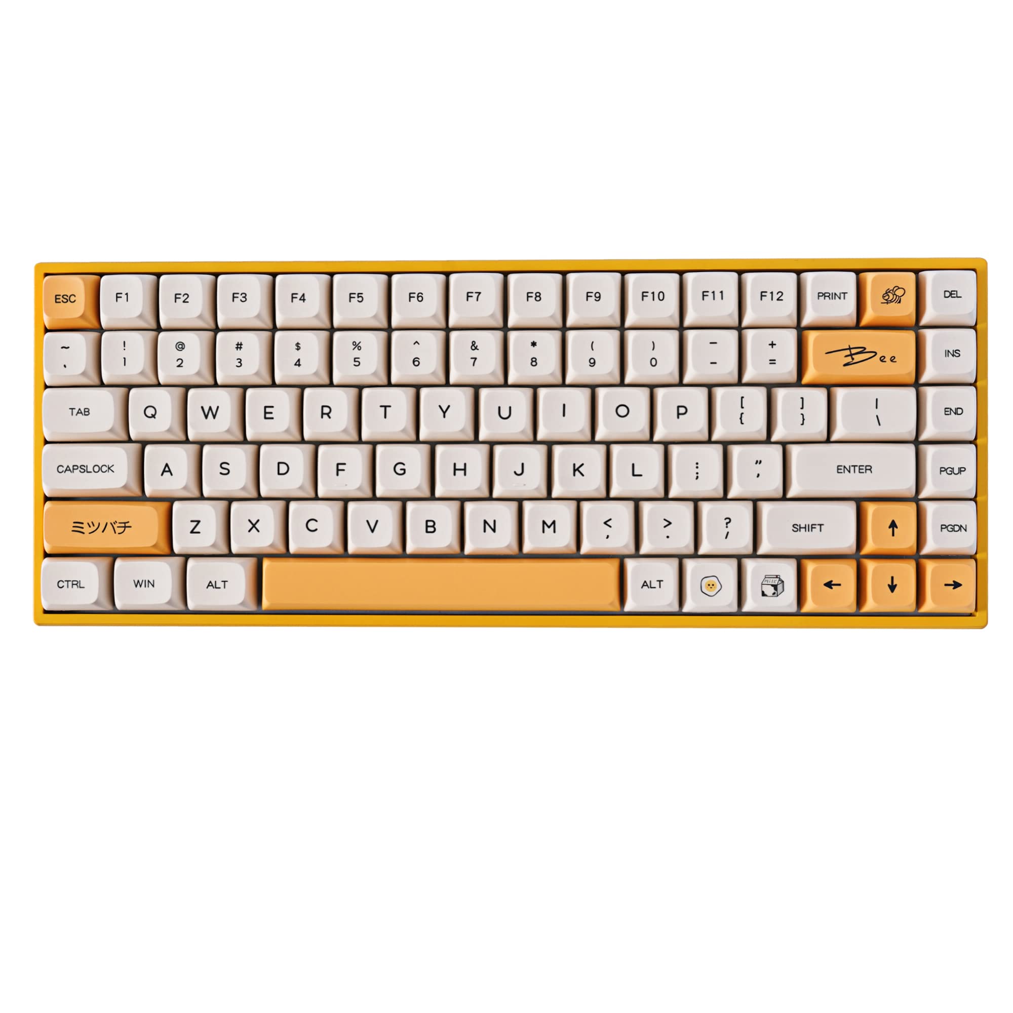 KD84 Hot Swappable 75% Compact Gateron Yellow Switch Keyboard, Bluetooth 5.0/Wireless 2.4G/Wired Type-C Tri-Mode N-Key Rollover RGB Mechanical Gaming Keyboard (Honey Milk XDA Keycaps)