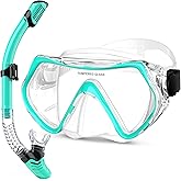 MELUMILU Snorkeling Gear, Dry Snorkel Set180° Panoramic Wide View,Anti-Fog Scuba Diving Mask, Professional Snorkeling Gear for Free Breathing, Swimming, Diving