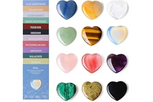 DUQGUHO Crystals and Healing Stones Hearts Healing Crystals Set Gemstones 1 Inch Heart Shaped Polished Stone Valentine's Day 